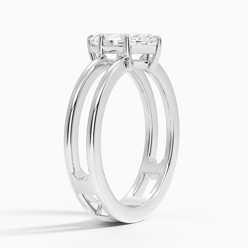 Aimee Open Double Band Solitaire Ring Platinum Marquise Engagement Ring