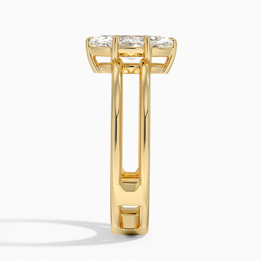 Aimee Open Double Band Solitaire Ring Yellow Gold 18k Marquise Engagement Ring