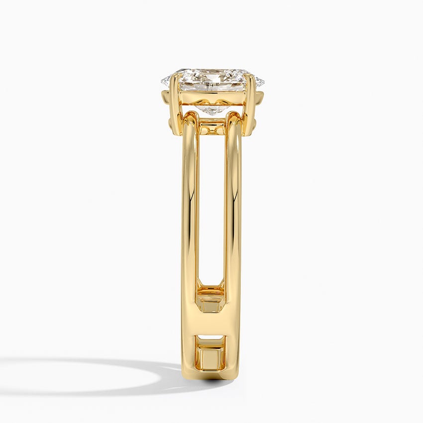 Aimee Open Double Band Solitaire Ring Yellow Gold 18k Oval Engagement Ring