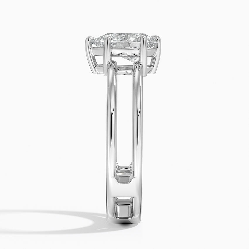 Aimee Open Double Band Solitaire Ring Platinum Pear Engagement Ring