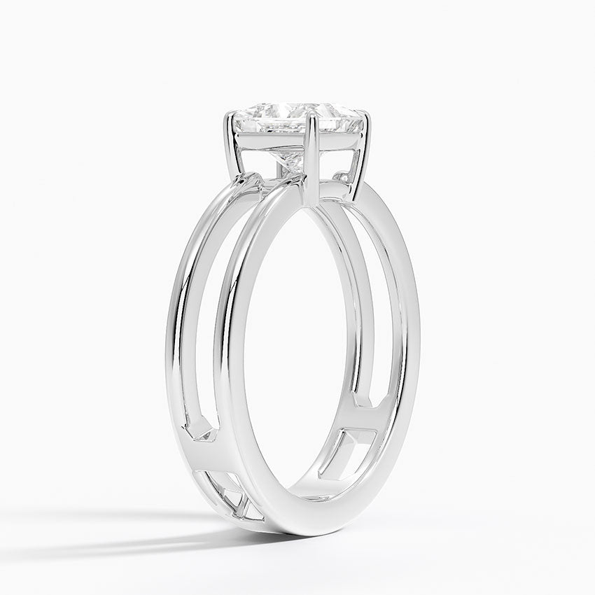 Aimee Open Double Band Solitaire Ring Platinum Princess Engagement Ring