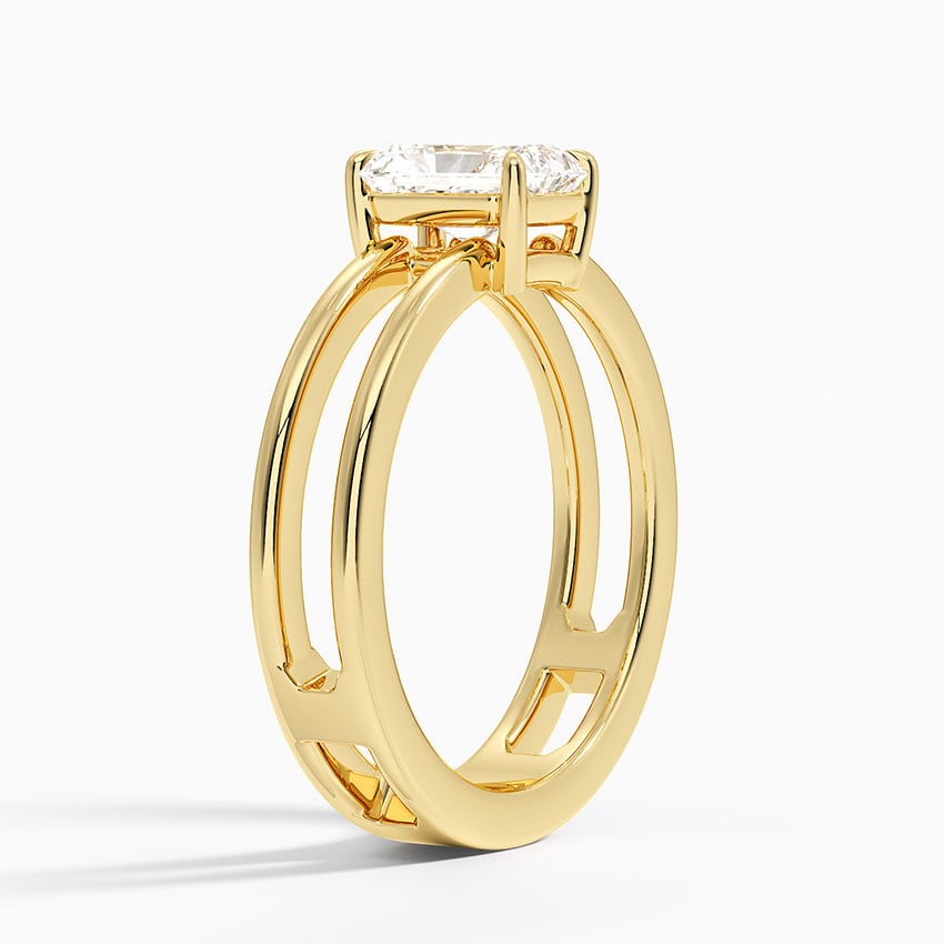 Aimee Open Double Band Solitaire Ring Yellow Gold 18k Radiant Engagement Ring