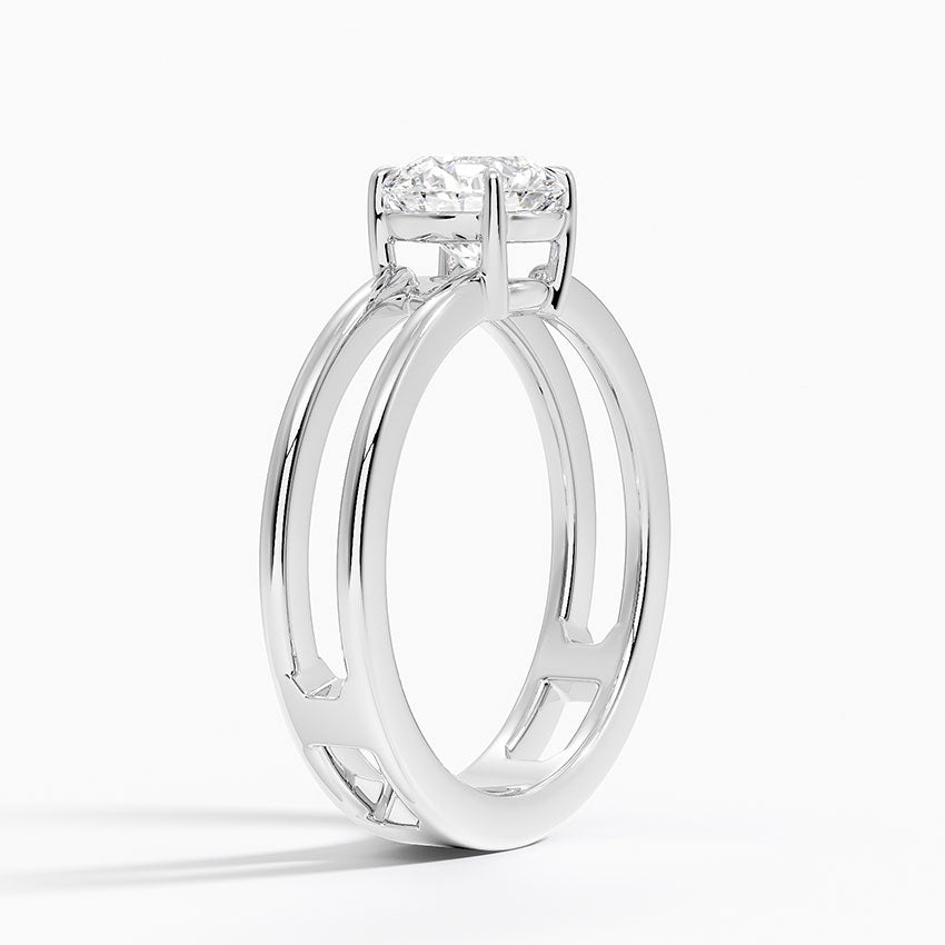 Aimee Open Double Band Solitaire Ring Platinum Round Engagement Ring