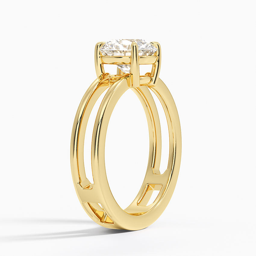 Aimee Open Double Band Solitaire Ring Yellow Gold 18k Round Engagement Ring