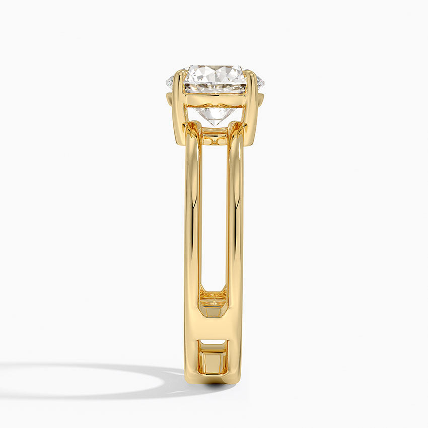 Aimee Open Double Band Solitaire Ring Yellow Gold 18k Round Engagement Ring