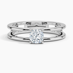 Aimee Open Double Band Solitaire Ring Platinum Cushion Engagement Ring