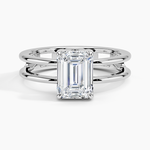 Aimee Open Double Band Solitaire Ring Platinum Emerald Engagement Ring