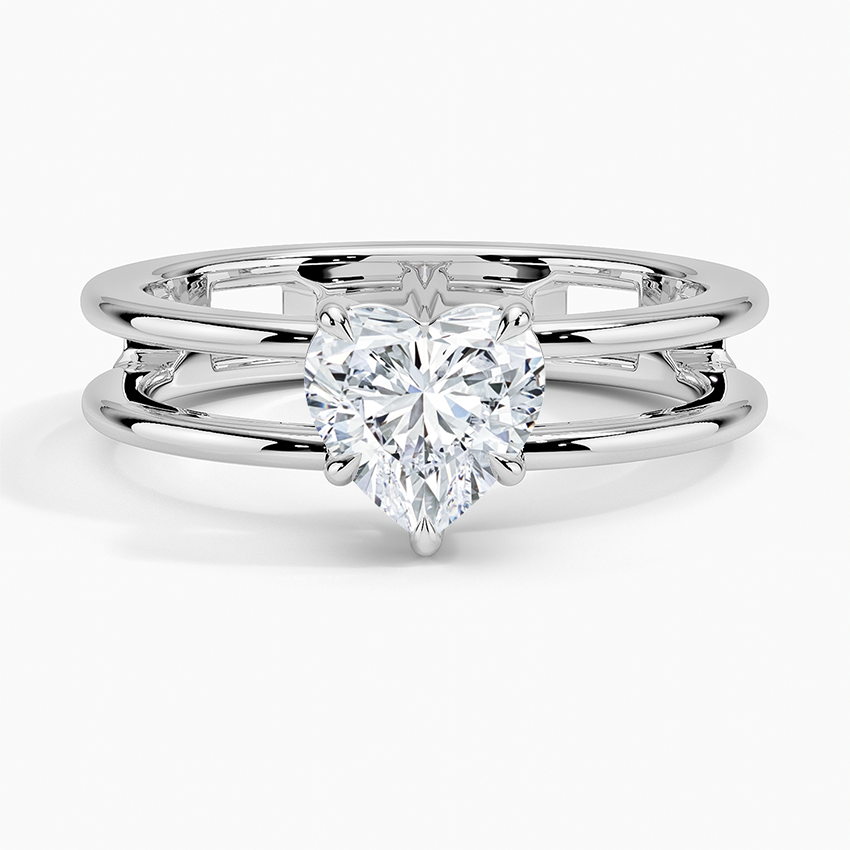 Aimee Open Double Band Solitaire Ring Platinum Heart Engagement Ring
