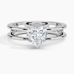 Aimee Open Double Band Solitaire Ring Platinum Heart Engagement Ring