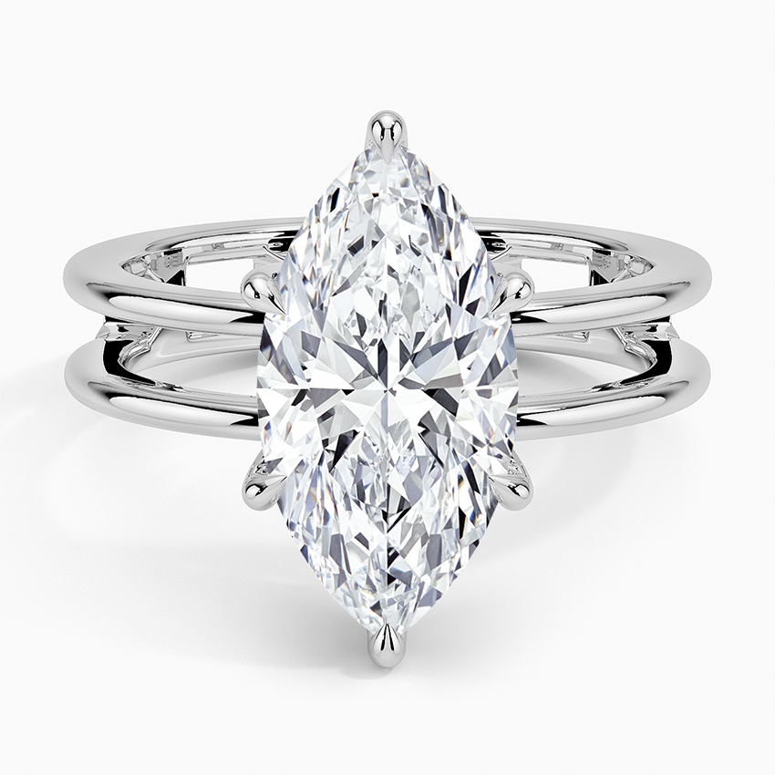 Aimee Open Double Band Solitaire Ring Platinum Marquise Engagement Ring