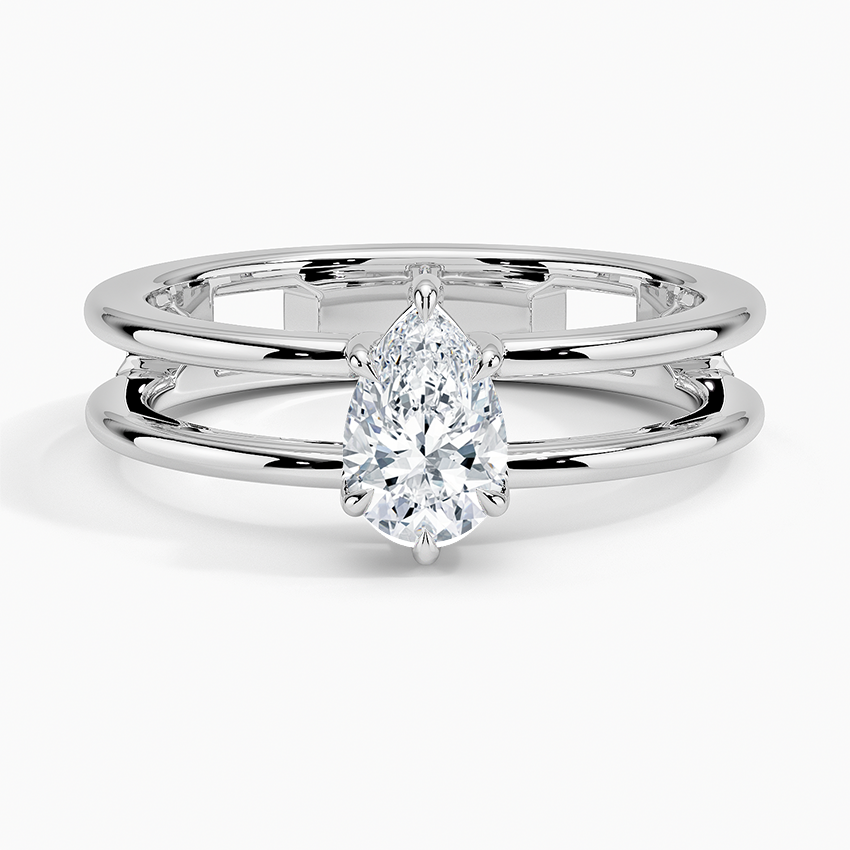 Aimee Open Double Band Solitaire Ring Platinum Pear Engagement Ring