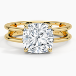 Aimee Open Double Band Solitaire Ring Yellow Gold 18k Cushion Engagement Ring