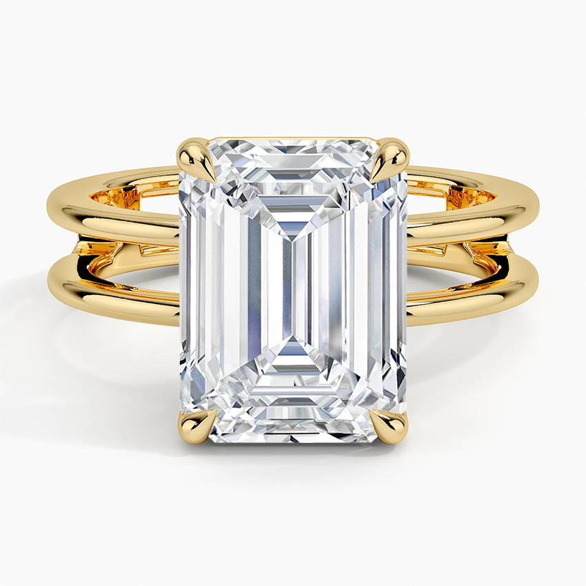 Aimee Open Double Band Solitaire Ring Yellow Gold 18k Emerald Engagement Ring