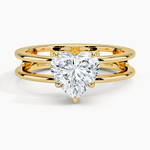 Aimee Open Double Band Solitaire Ring Yellow Gold 18k Heart Engagement Ring