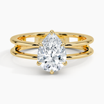 Aimee Open Double Band Solitaire Ring Yellow Gold 18k Pear Engagement Ring