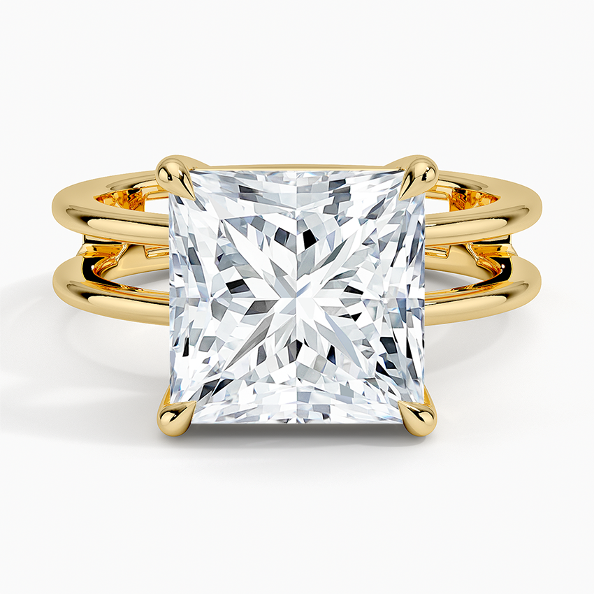 Aimee Open Double Band Solitaire Ring Yellow Gold 18k Princess Engagement Ring
