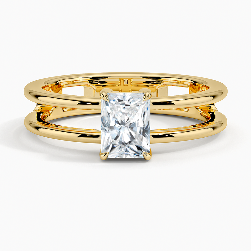 Aimee Open Double Band Solitaire Ring Yellow Gold 18k Radiant Engagement Ring