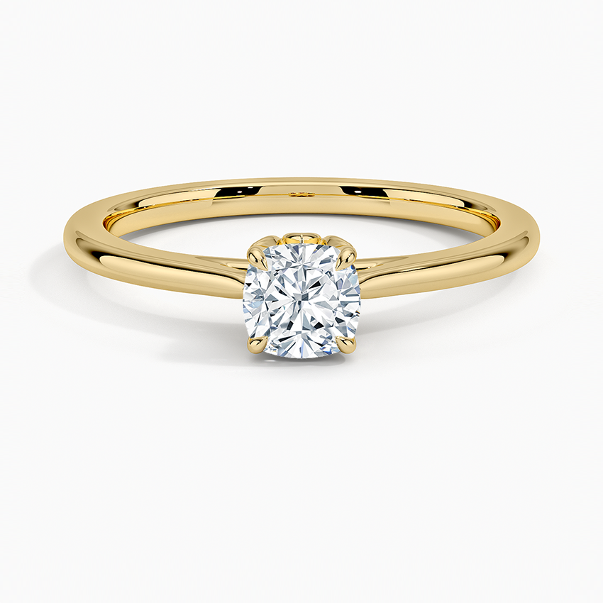 Petal 1.5mm Solitaire Ring Yellow Gold 18k Cushion Engagement Ring