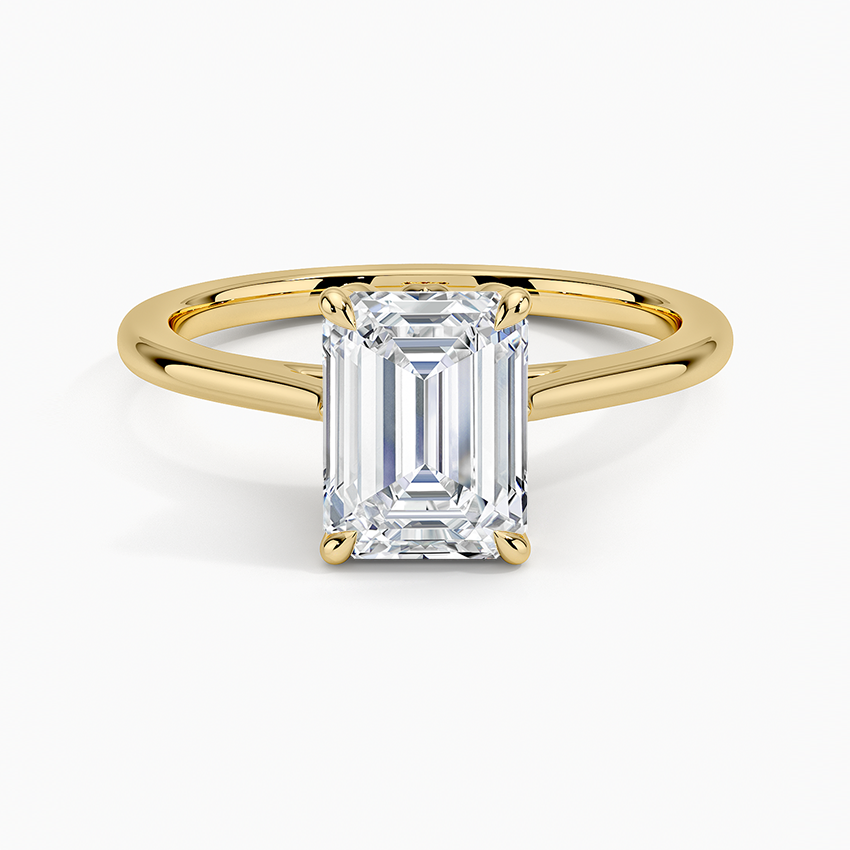 Petal 1.5mm Solitaire Ring Yellow Gold 18k Emerald Engagement Ring