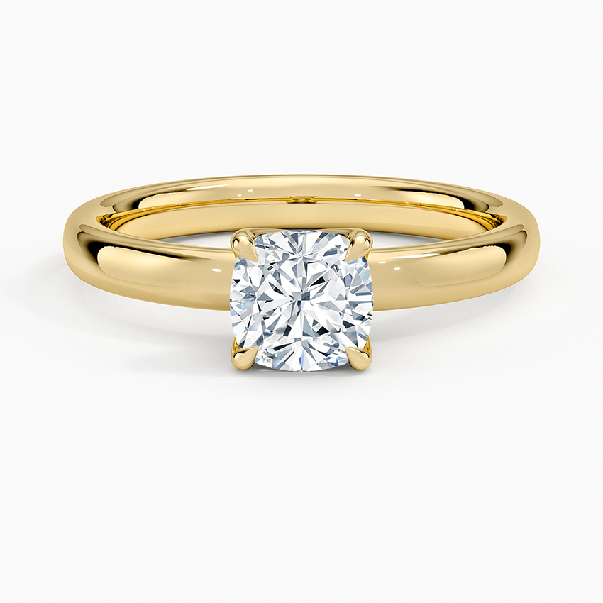 Elodie 2.5mm Solitaire Ring Yellow Gold 18k Cushion Engagement Ring