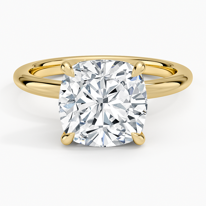 Manon Solitaire Ring Yellow Gold 18k Cushion Engagement Ring