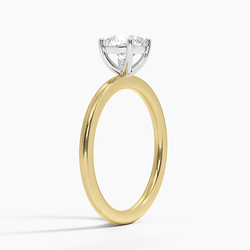 Mixed Metal Perfect Fit Solitaire Ring Yellow Gold 18k Cushion Engagement Ring