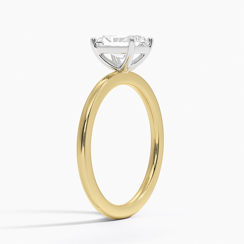 Mixed Metal Perfect Fit Solitaire Ring Yellow Gold 18k Radiant Engagement Ring