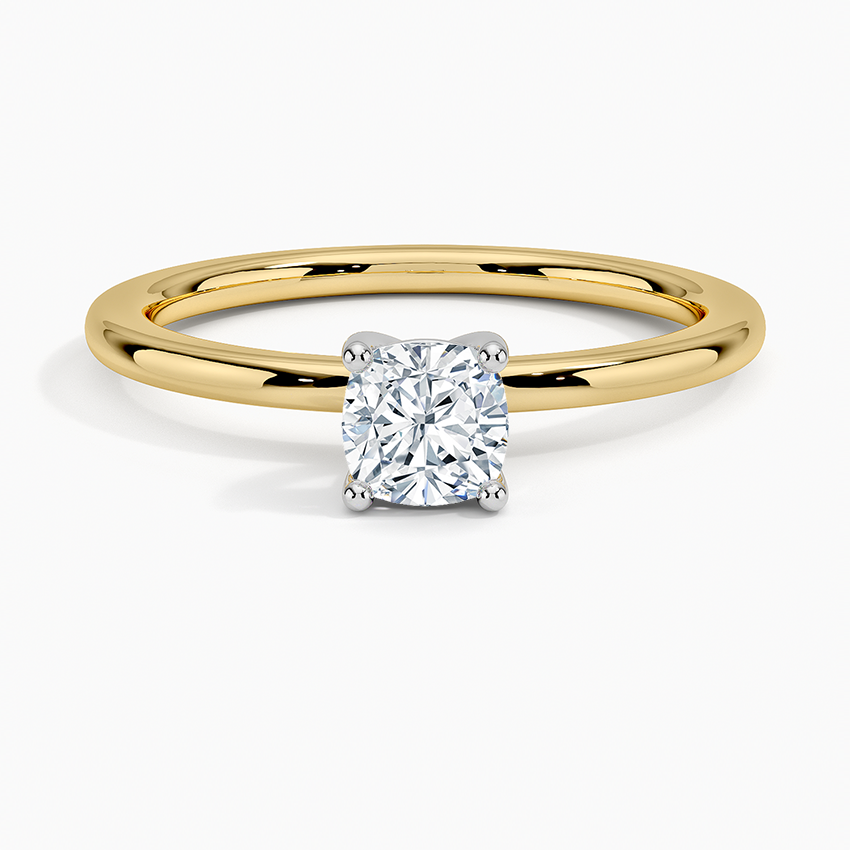 Mixed Metal Perfect Fit Solitaire Ring White Gold 18k Cushion Engagement Ring