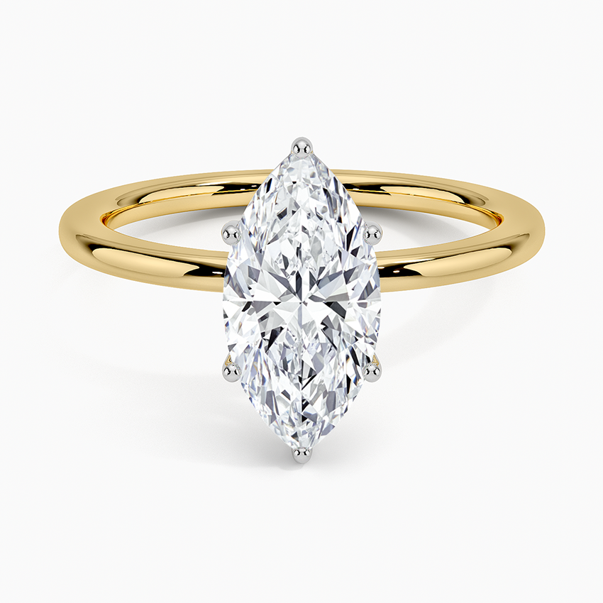 Mixed Metal Perfect Fit Solitaire Ring White Gold 18k Marquise Engagement Ring