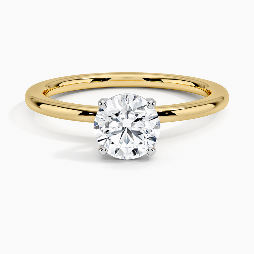 Mixed Metal Perfect Fit Solitaire Ring White Gold 18k Round Engagement Ring