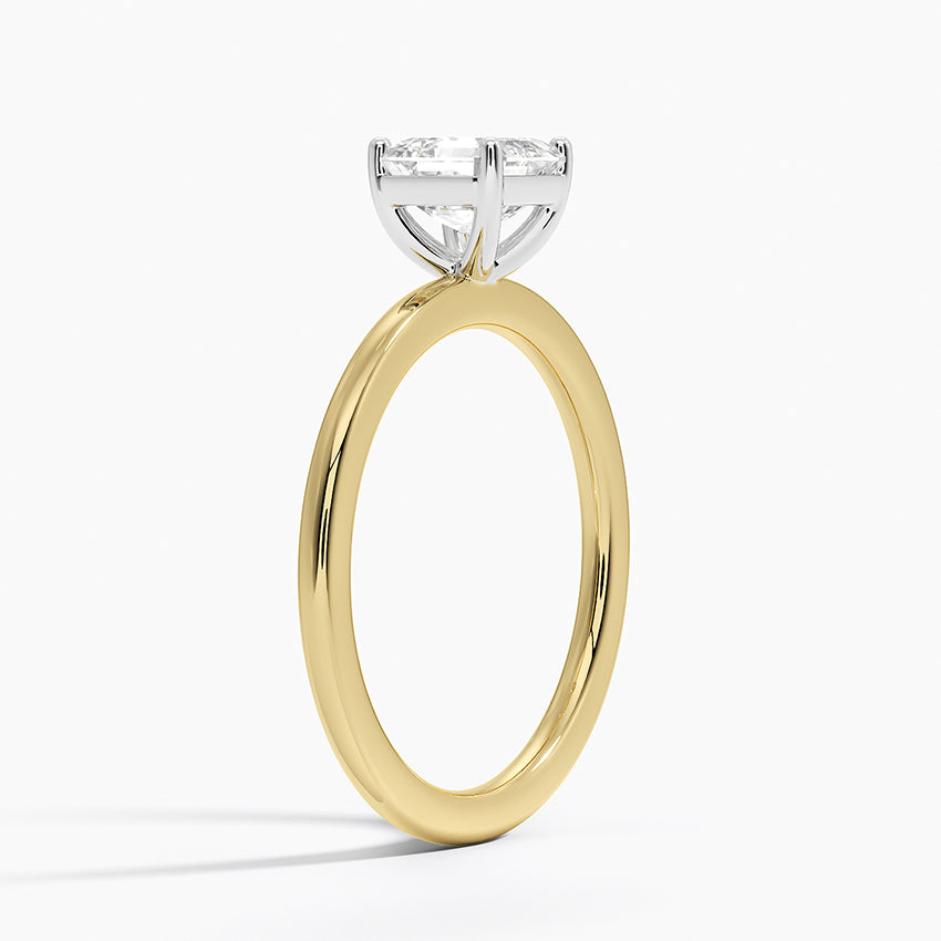 Platinum Mixed Metal Perfect Fit Solitaire Ring Yellow Gold 18k Asscher Engagement Ring
