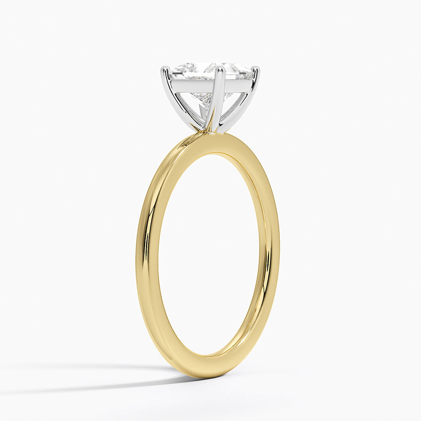 Platinum Mixed Metal Perfect Fit Solitaire Ring Yellow Gold 18k Princess Engagement Ring