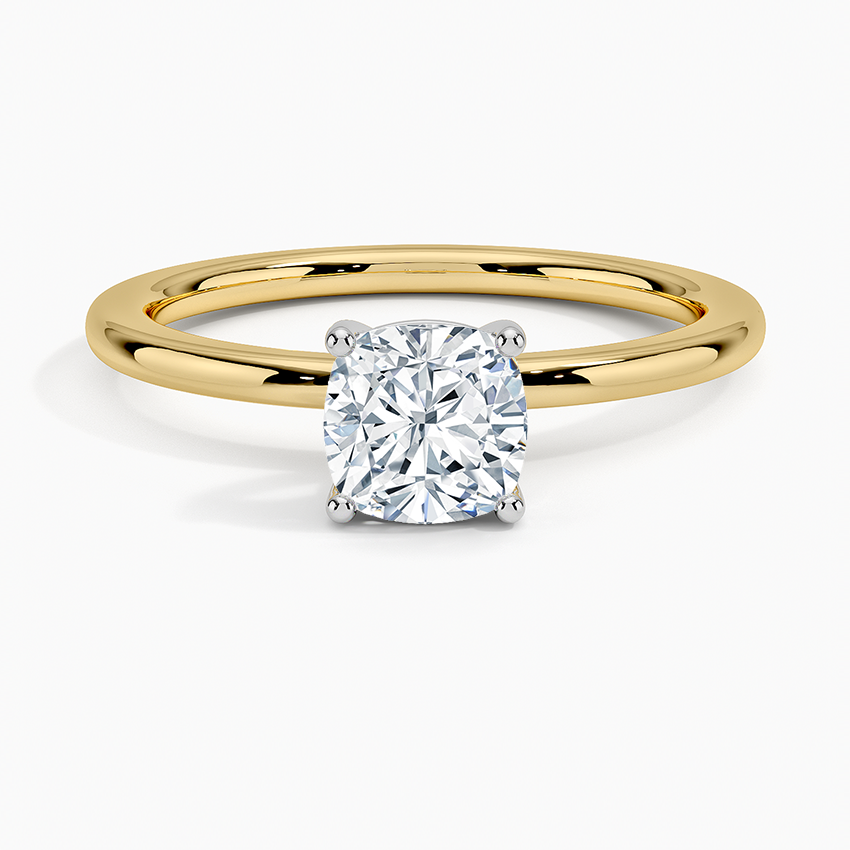 Platinum Mixed Metal Perfect Fit Solitaire Ring Platinum Cushion Engagement Ring