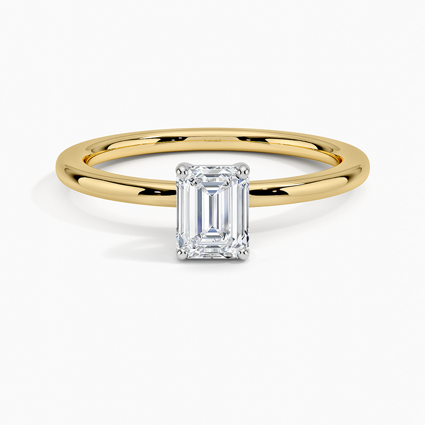 Platinum Mixed Metal Perfect Fit Solitaire Ring Platinum Emerald Engagement Ring