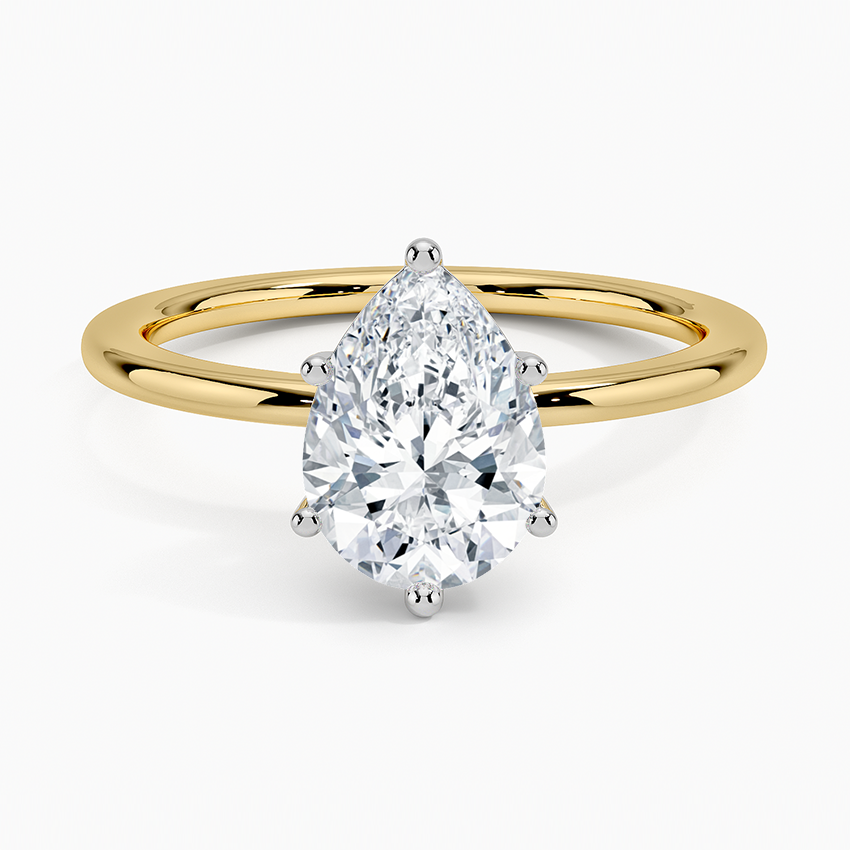 Platinum Mixed Metal Perfect Fit Solitaire Ring Platinum Pear Engagement Ring