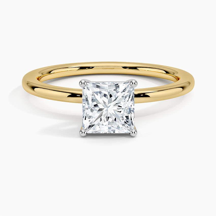 Platinum Mixed Metal Perfect Fit Solitaire Ring Platinum Princess Engagement Ring