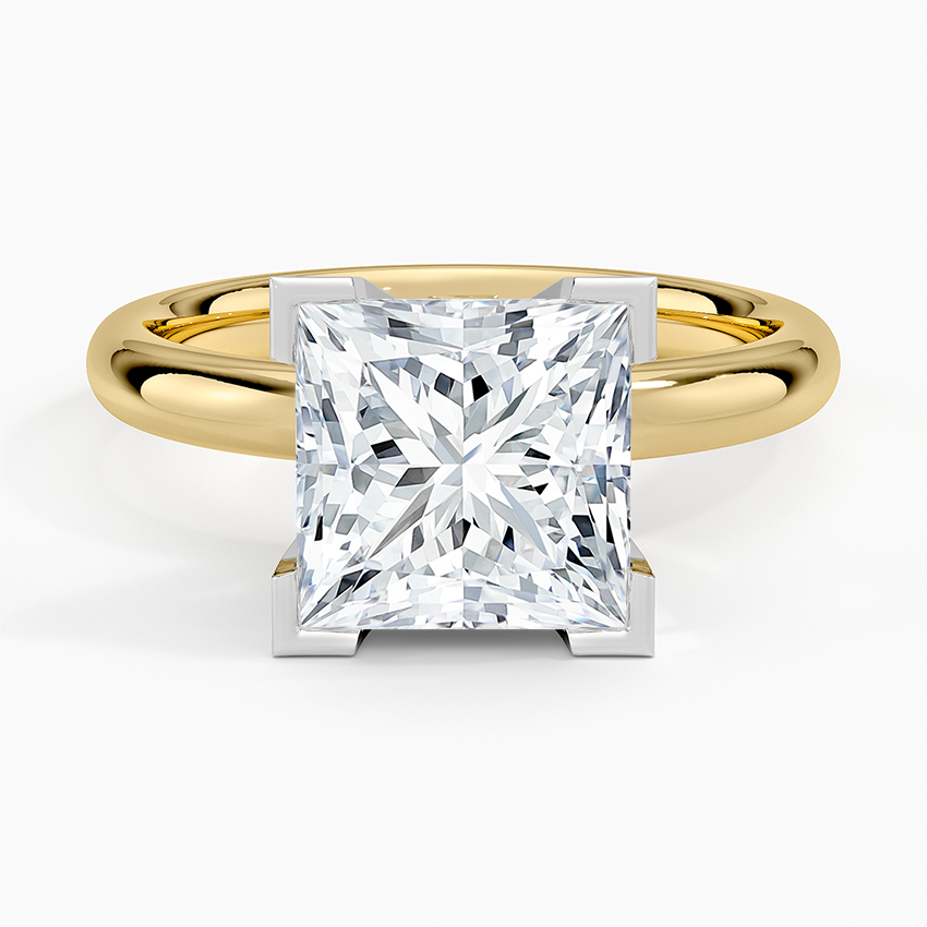 Comfort Fit 2.5mm Ring Yellow Gold 18k Princess Engagement Ring