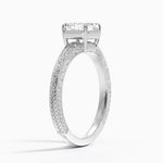 Tapered Elsie Engraved Solitaire Ring Platinum Asscher Engagement Ring