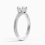 Tapered Elsie Engraved Solitaire Ring Platinum Heart Engagement Ring