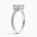 Tapered Elsie Engraved Solitaire Ring Platinum Marquise Engagement Ring