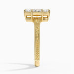 Tapered Elsie Engraved Solitaire Ring Yellow Gold 18k Marquise Engagement Ring