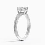 Tapered Elsie Engraved Solitaire Ring Platinum Oval Engagement Ring