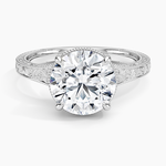 Tapered Elsie Engraved Solitaire Ring Platinum Round Engagement Ring