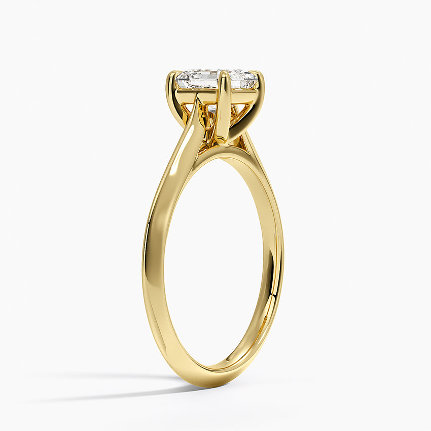Piper Knife Edge Solitaire Ring Yellow Gold 18k Asscher Engagement Ring