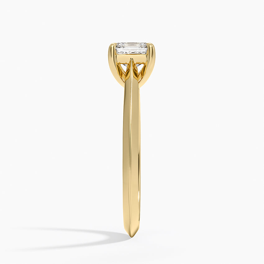 Piper Knife Edge Solitaire Ring Yellow Gold 18k Asscher Engagement Ring