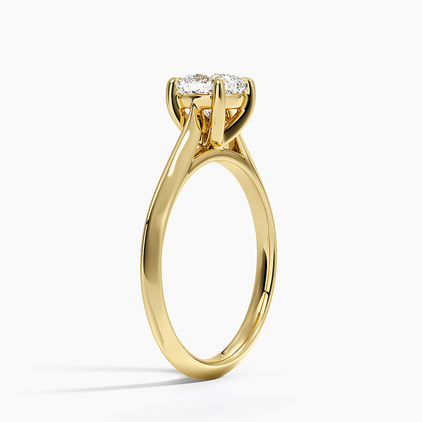 Piper Knife Edge Solitaire Ring Yellow Gold 18k Cushion Engagement Ring