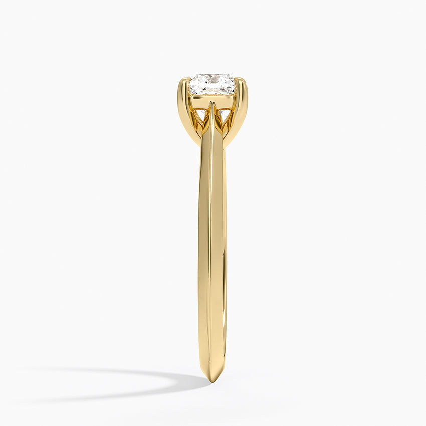 Piper Knife Edge Solitaire Ring Yellow Gold 18k Cushion Engagement Ring
