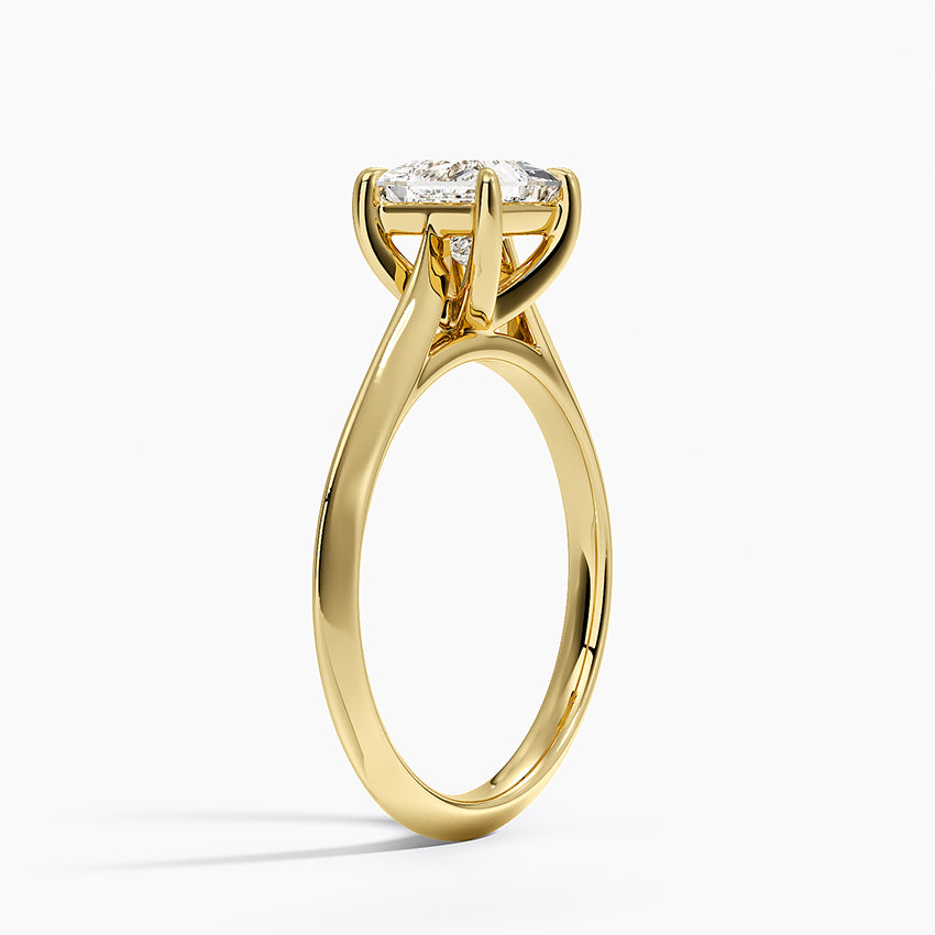 Piper Knife Edge Solitaire Ring Yellow Gold 18k Princess Engagement Ring