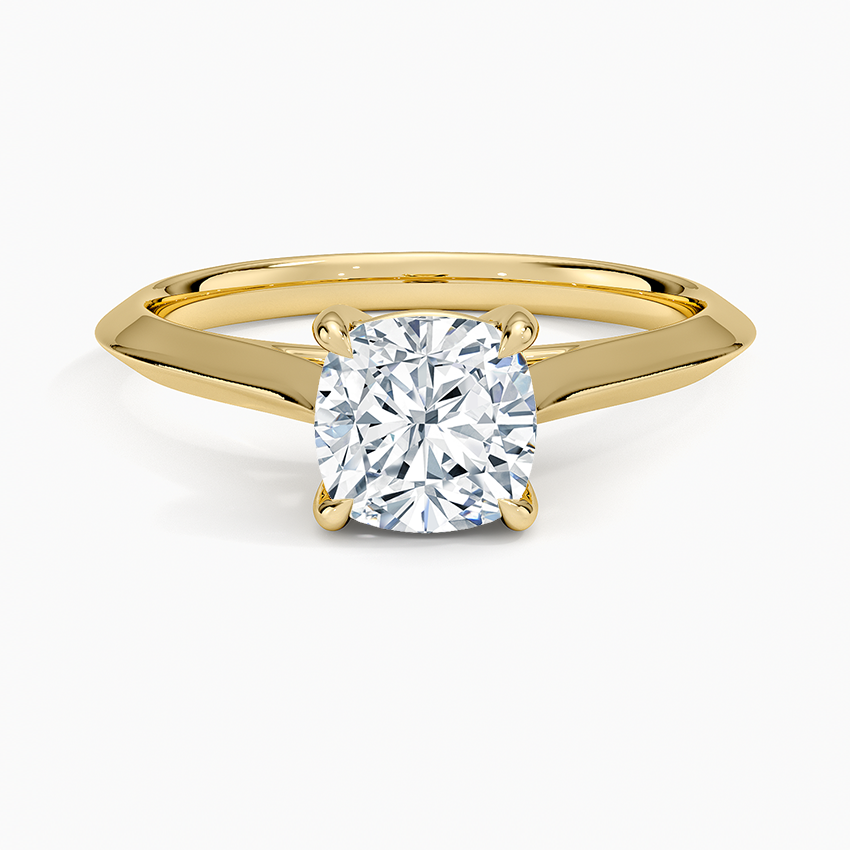 Piper Knife Edge Solitaire Ring Yellow Gold 18k Cushion Engagement Ring