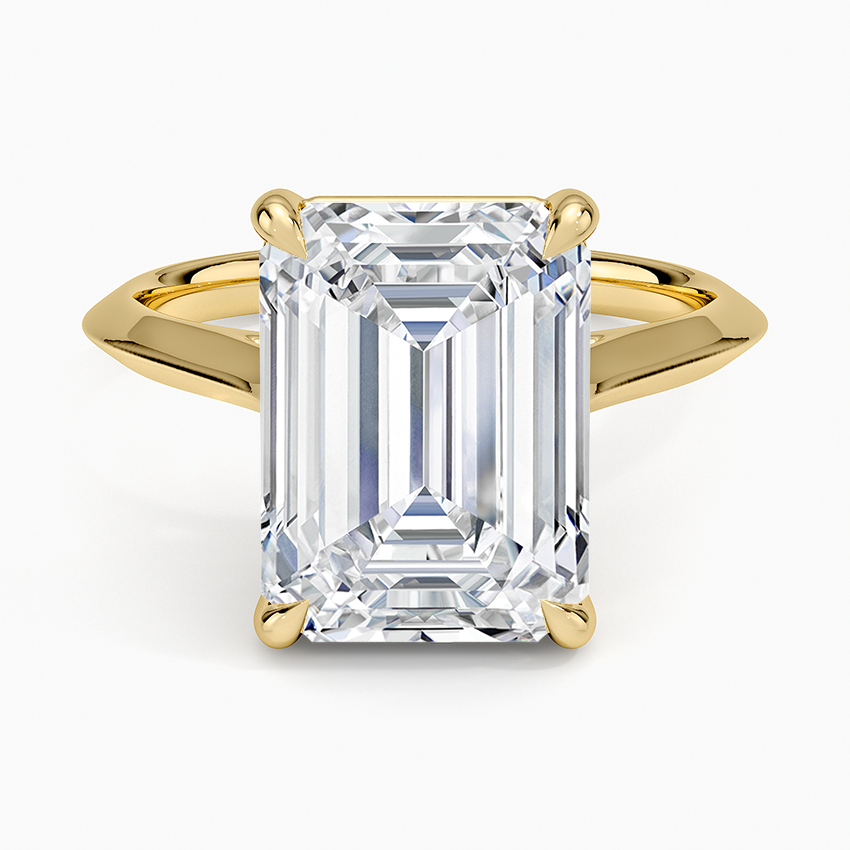 Piper Knife Edge Solitaire Ring Yellow Gold 18k Emerald Engagement Ring